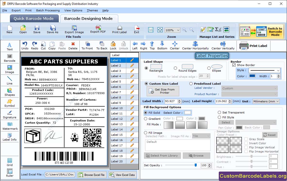 Label Properties