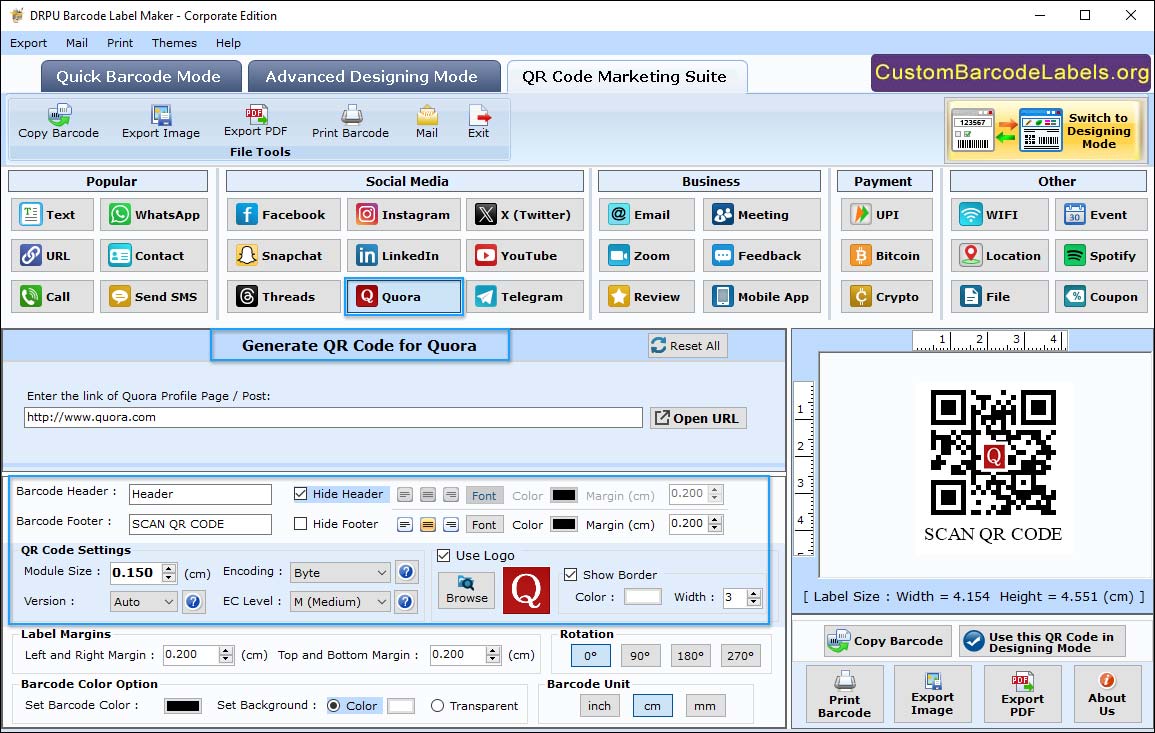 QR Code Marketing Suite Mode