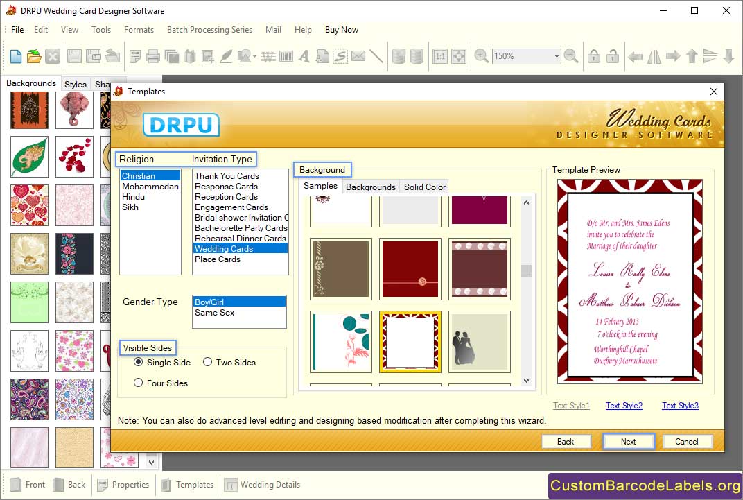 Wedding Cards Maker Software screenshots – how to create marriage cards