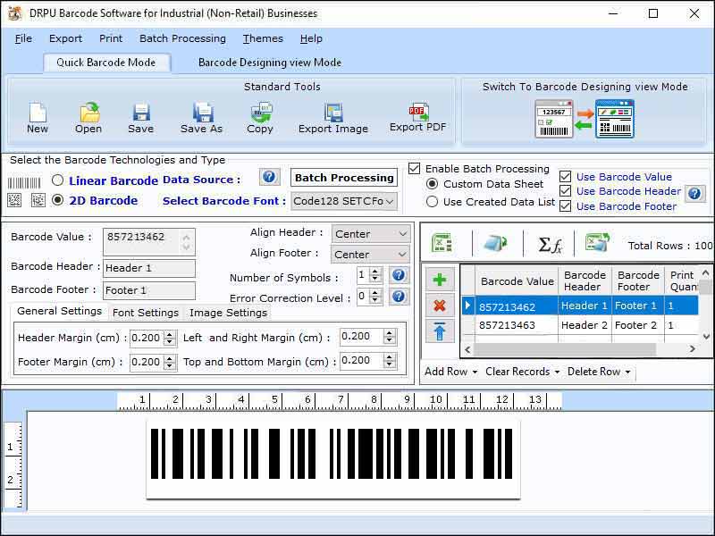 Screenshot of Industrial Barcode Label Designing Tool