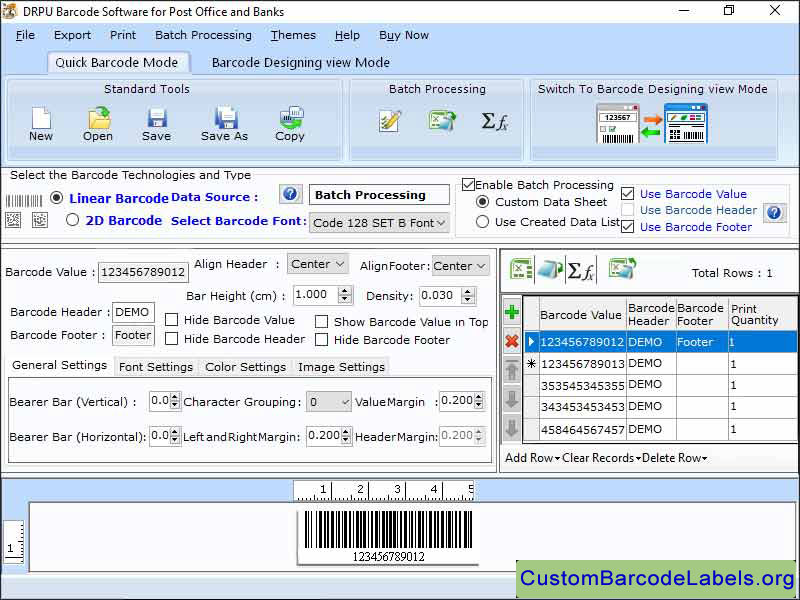 Banking Barcode Labels Software screenshot